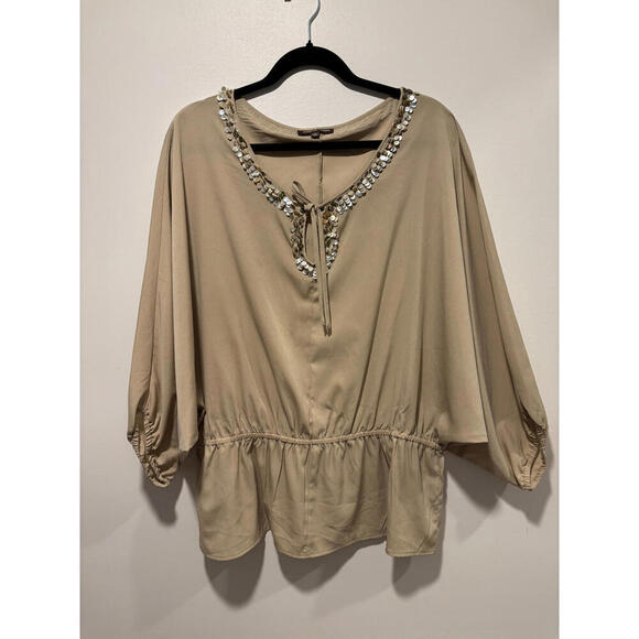 Adrienne Vittadini Tops - Adrienne Vittadini Beige Sequin Embellished Blouse